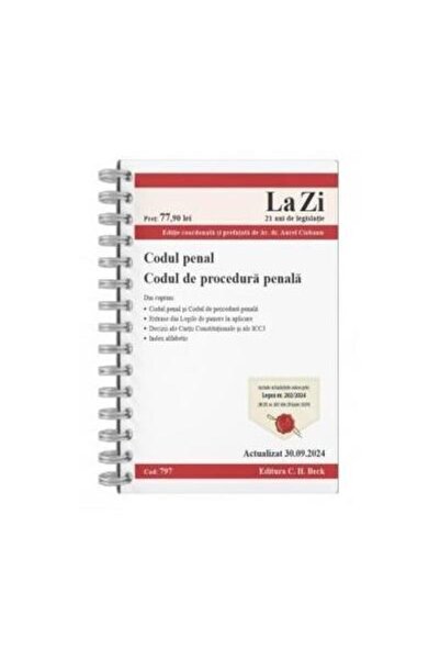 Editura CH Beck Codul penal si Codul de procedura penala. Cod 797.