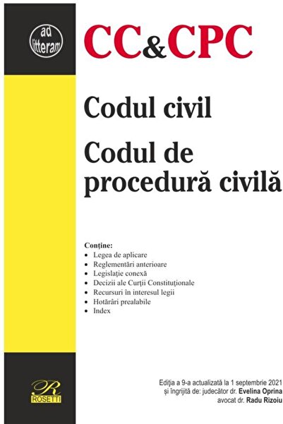 Editura Rosetti Codul civil. Codul de procedura civila. Editia a 9