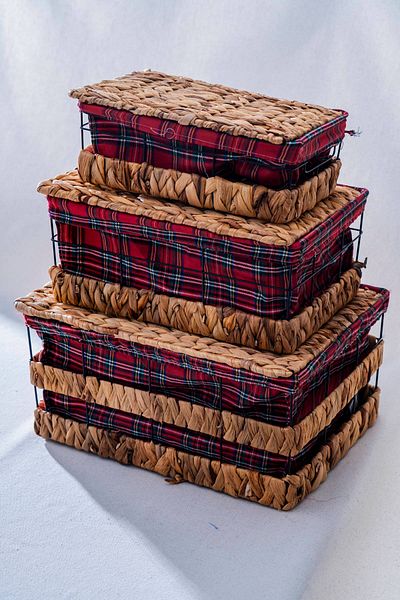 ACAR Rustika Nomia Wicker 3-Piece Covered Organizer Set