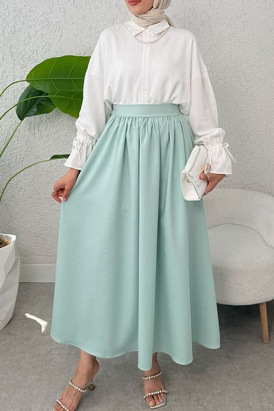 Salih Çelebi Bell Cut Flared Φούστα 2323 - WATER GREEN