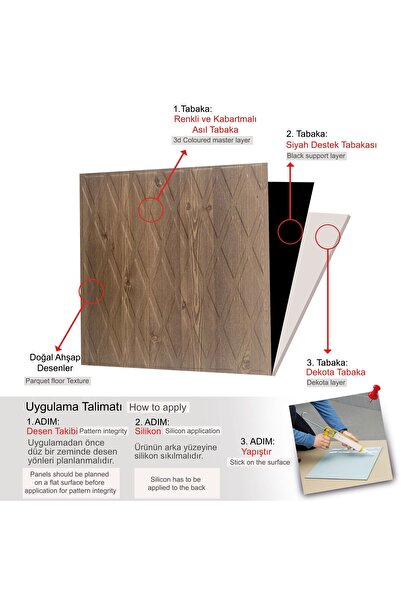 TİNK 3 Boyutlu Duvar Paneli Kabartmalı Baklava Desen Pvc 41x41 cm/ 6 Adet /1 m² Antik