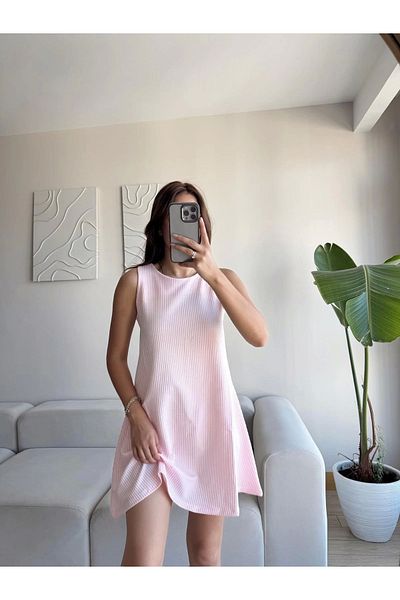 Zoom Butik Striped Casual Dress - Pink