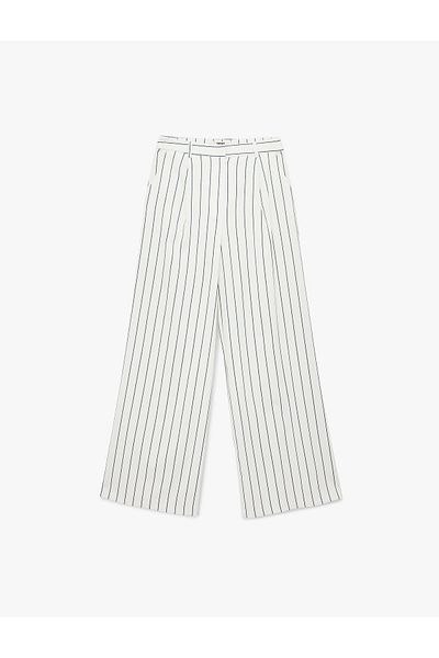 Koton Pleated Striped Viscose Blended Wide Leg Trousers