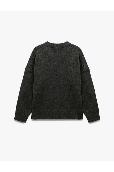 Koton Tricotaj cu mânecă lungă, cu decolteu, pulover oversize