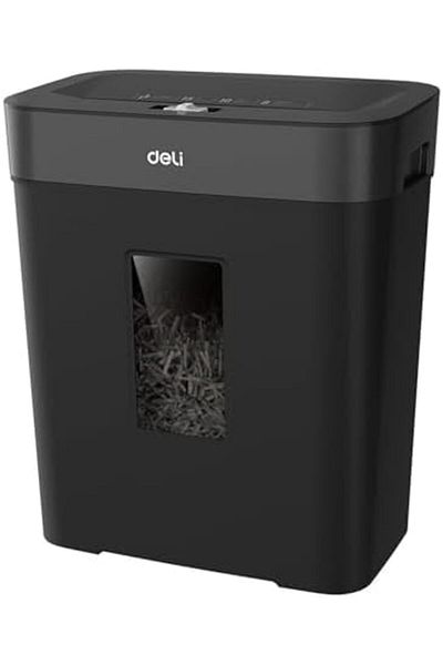 Deli ET024 8-Sheets Paper Shredder, 15 Liter Capacity, Black