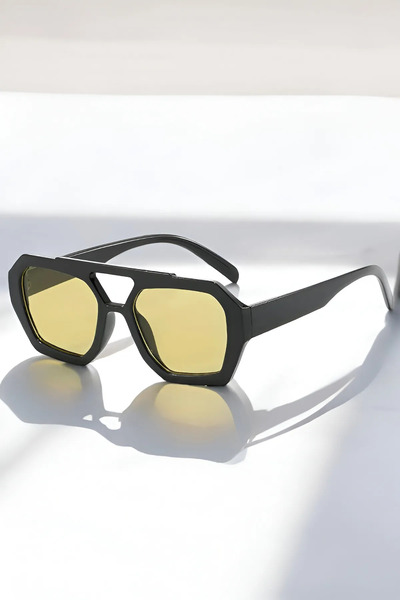 MACERATİ Wuhle Unisex Black Frame Khaki Glass Square Sunglasses