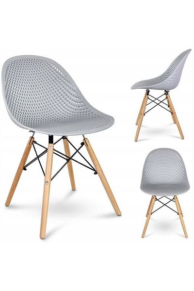 jumi Scaun stil scandinav, PP, lemn, gri, 45x56x77 cm, Cava