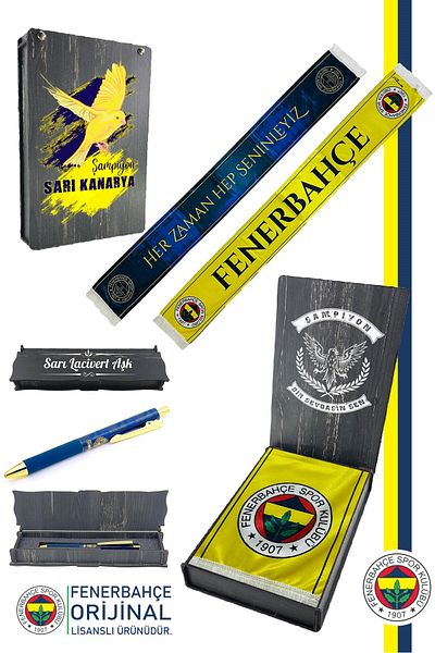 Fenerbahçe Original Licensed Always Be with You Shawl Scarf and Hybrid Ballpoint Pen Set