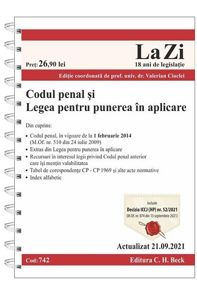 Editura CH Beck Codul penal si Legea pentru punerea in aplicare. C