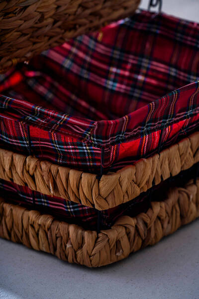 ACAR Rustika Nomia Wicker Picnic Basket with Lid - 39 cm