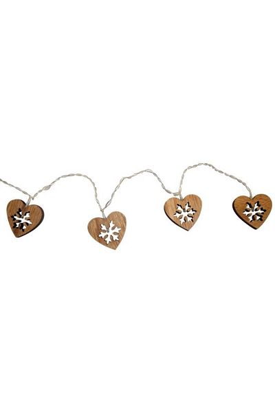 Strend Pro Winter decoration, hearts with snowflakes, 10 LED, 230V, IP44, 1.35 m