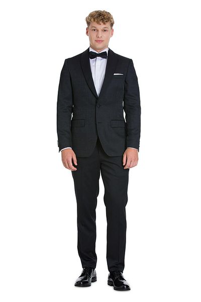 Hatemoğlu Black Slim Fit Removal Pointed Collar Classic Groom Suit