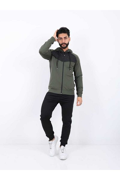TUWAN sport Men's Diver Fabric Digital Printing Raised Zippered Hooded Sweatpants Set