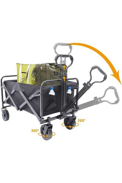 Mercaton Folding Garden Cart, Mercaton, Metal, Swivel Wheels, Capacity 67 L, Maximum 55 Kg, Black,