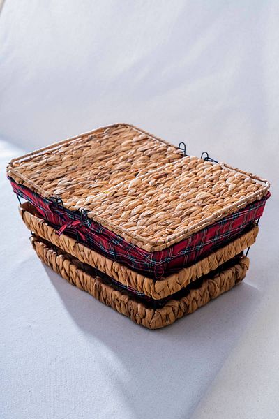 ACAR Rustika Nomia Wicker Picnic Basket with Lid - 39 cm