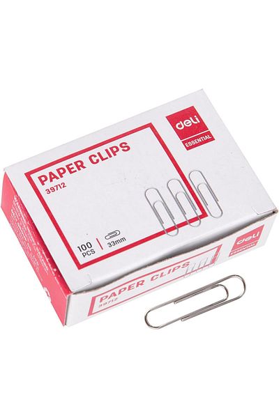 Deli Paper Clips, 33 mm Size, Silver