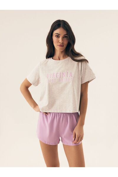Bloovii Pijama de vară pentru femei, format din două piese, tricou și pantalo...