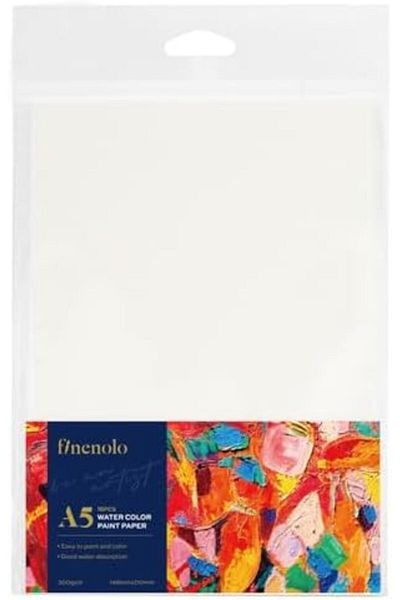 Deli EC270-A5 Finenolo 300 GSM Heavyweight A5 Watercolor Paper, 16 Sheets