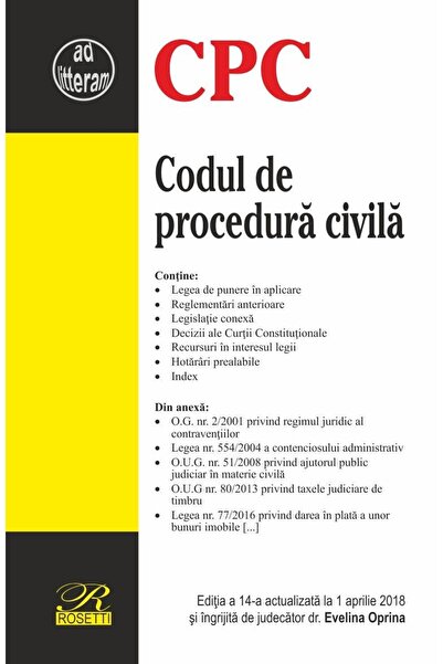 Editura Rosetti Codul de procedura civila. Editia a 14-a actualiza
