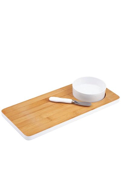 Cuisine Art By Styli Cuisine Art Bamboo Board with Ceramic White Bowl & Knife