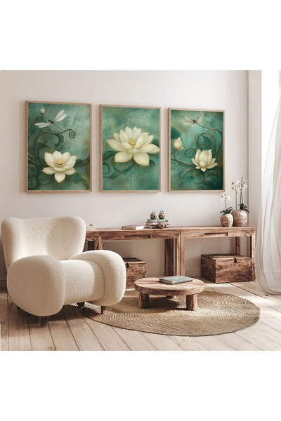 Dekorsiahome Комплект за рисуване на хол/кухня с дървена рамка от 3 части SET...