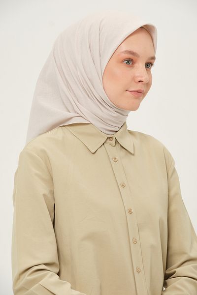 Madame Polo Poly Coton Square Scarf Stone Cotton Breathable Fabric