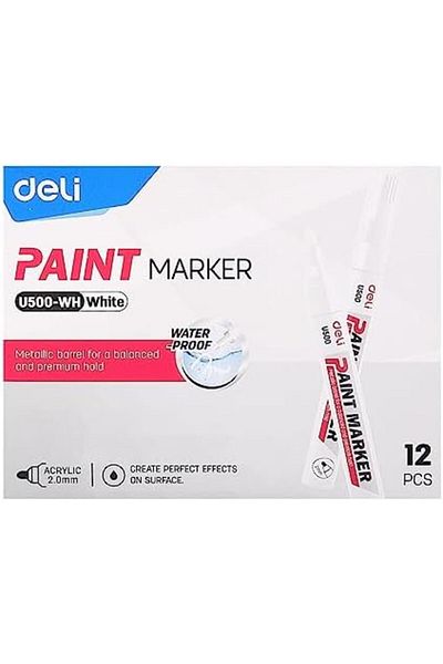 Deli قلم طلاء أبيض
