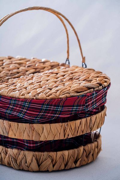 ACAR Rustika Nomia Wicker Picnic Basket with Lid - 39 cm