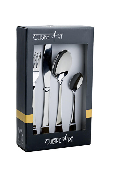 Cuisine Art By Styli Cuisine Art Evren 24-Piece Cutlery Set - Sleek Silver Stainless Steel Flatware