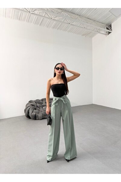 Adora Moda Pantaloni Palazzo cu brâu cu talie în dungi Sante