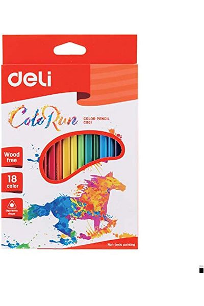 Deli Plastic 18 Colors Colored Pencils
