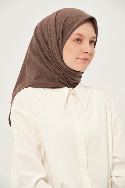 Madame Polo Poly Coton Square Scarf Coffee Cotton Breathable Fabric