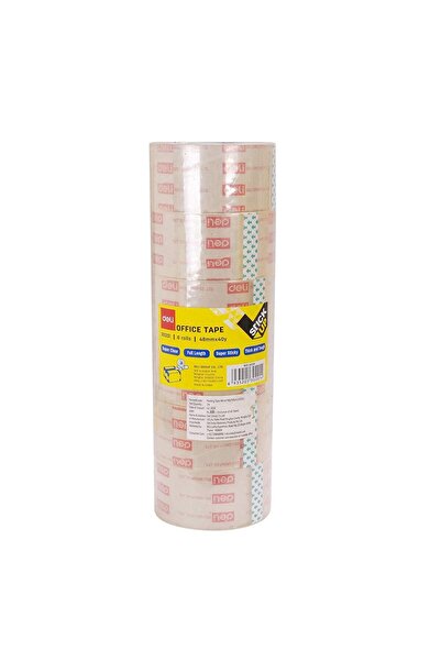 Deli 30213 شريط تغليف شفاف 48 مم 100y45um - 6 لفات/أنبوب - مثالي لإغلاق الكرا...