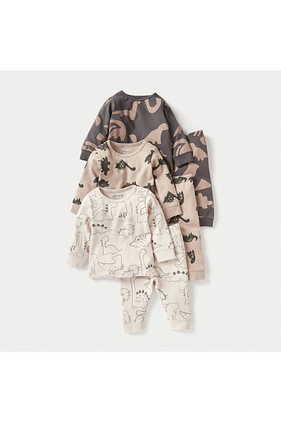 Juniors All-Over Dinosaur Print T-shirt and Pyjama Set - Set of 3