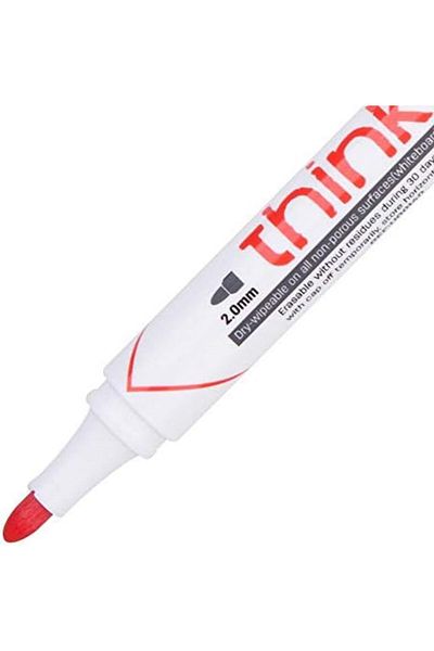 Deli EU00140 Think 2.0mm Bullet Tip Dry Erase Markers 10 Pieces, Red
