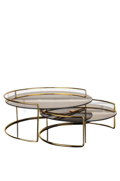 Zeyve By Styli Zeyve 2 Step Serving Set Round Gold 30X12Cm