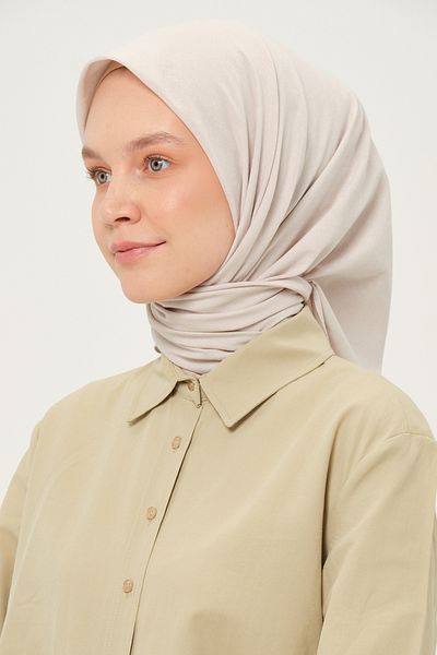 Madame Polo Poly Coton Square Scarf Stone Cotton Breathable Fabric