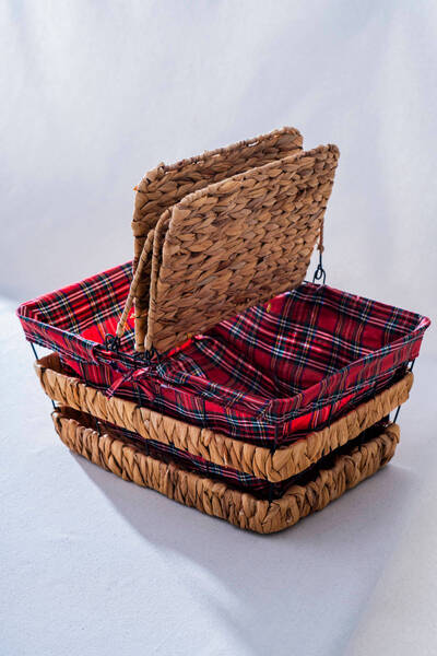 ACAR Rustika Nomia Wicker Picnic Basket with Lid - 39 cm