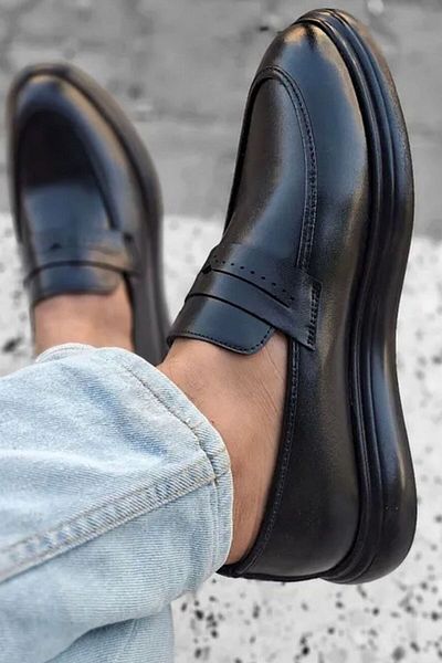RONX Lightweight Sports Sole Sneaker Sole Moccasin Black Skin Men's Casual Loafer