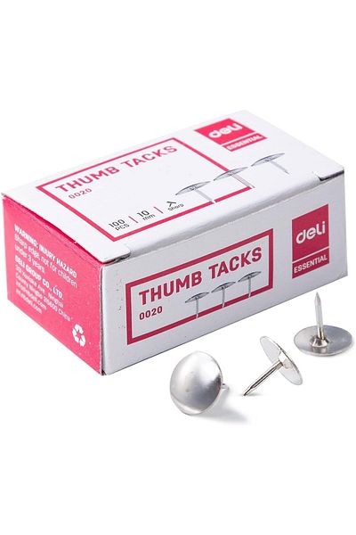 Deli Thumb Tack 100-Pieces, 10 mm Size
