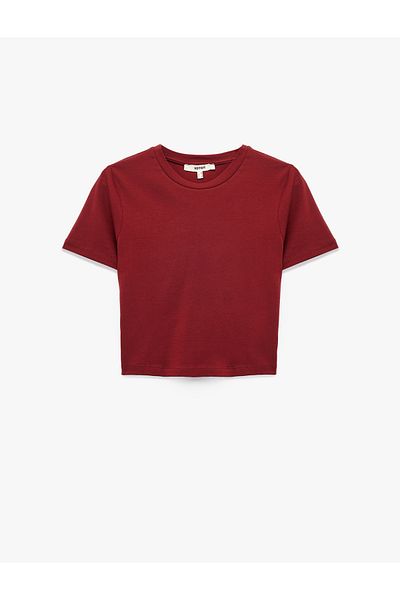 Koton Tricou slim din bumbac cu mânecă scurtă și decolteu