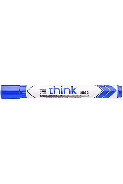Deli Think 2-5mm Chisel Tip Dry Erase Markers 1x12 Piece, Blue