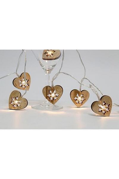 Strend Pro Winter decoration, hearts with snowflakes, 10 LED, 230V, IP44, 1.35 m