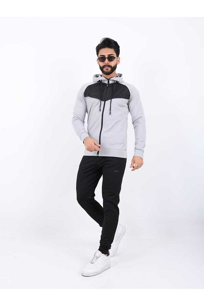 TUWAN sport Men's Diver Fabric Digital Printing Raised Zippered Hooded Sweatpants Set