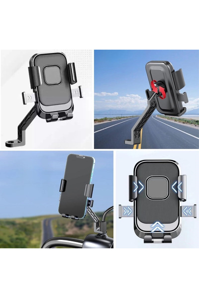 Epilons Motor,Motosiklet,Bisiklet ,Scooter İçin 360 Derece Dönebilen Dikiz Aynası Versiyonu Telefon Tutucu