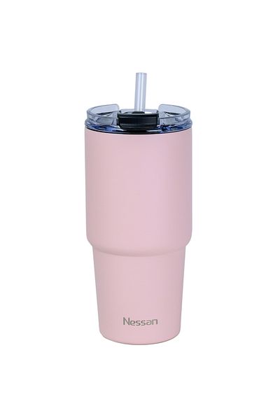 Nessan By Styli Double Wall Stainless Steel Vacuum Insulated Travel Mug Pink, 480ml