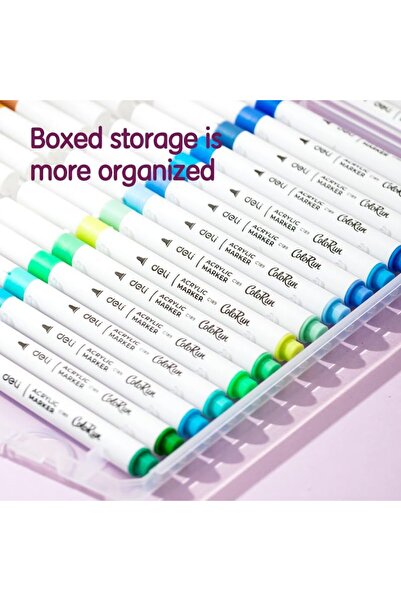 Deli EC189-12 1mm Thin Bullet Tip Acrylic Marker 12-Piece Set