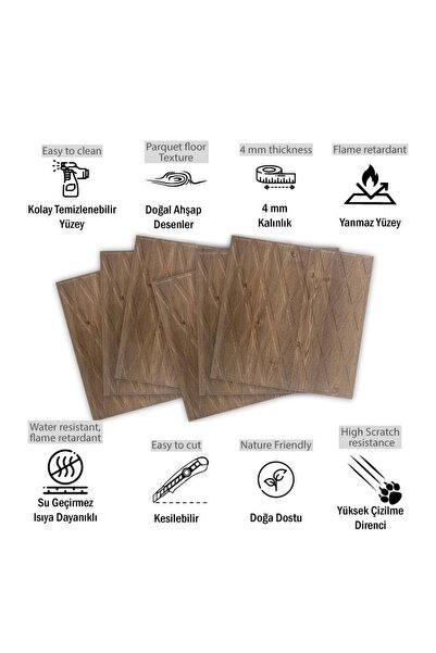 TİNK 3 Boyutlu Duvar Paneli Kabartmalı Baklava Desen Pvc 41x41 cm/ 6 Adet /1 m² Antik