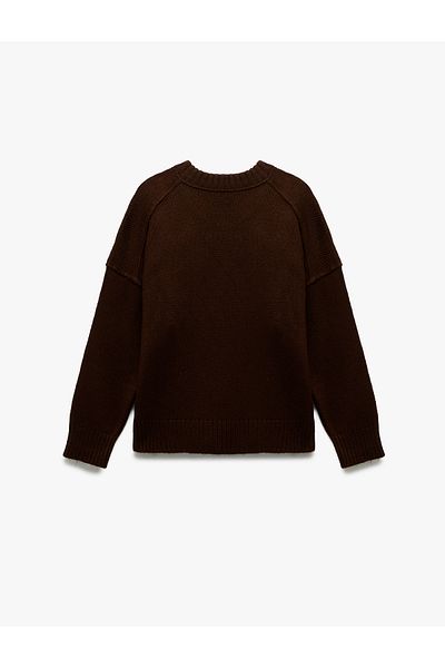 Koton Πλεκτό μακρυμάνικο με λαιμόκοψη Oversize πουλόβερ
