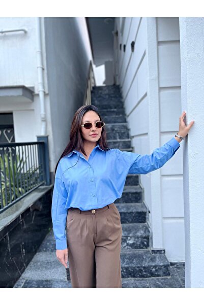 Nilay Yıldırım Boutique Mavi Basic Poplin Gömlek
